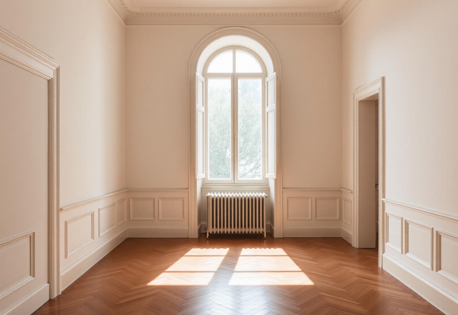 Interno di un appartamento storico con luce naturale
